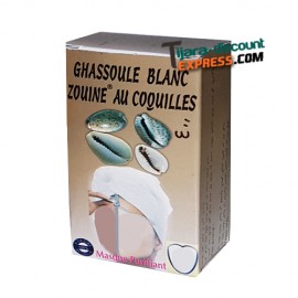 Ghassoul blanc aux coquillages cauris en poudre