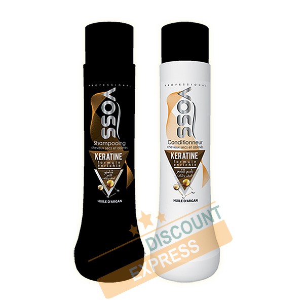 Shampoing & Conditionneur à la kératine enrichie à l'huile d'argan 750 ml - VOSS