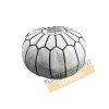 White leather pouf with black arabesques