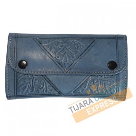 Sapphire blue leather coin purse