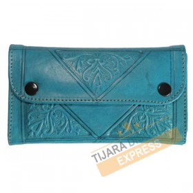 Porte-monnaie en cuir bleu turquoise