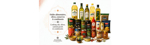 Cooking oils, olives, canned goods & condiments